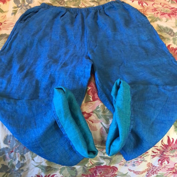 FLAX size Large Ladies LINEM Blue Pull-On Pant NEW - Picture 4 of 12
